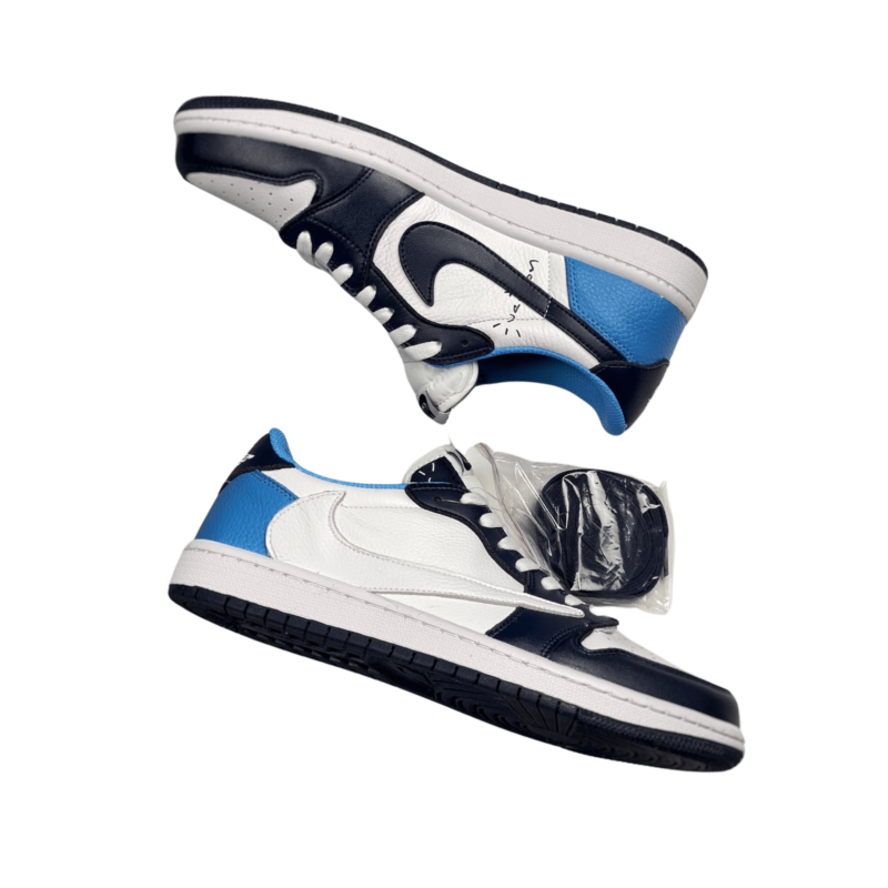 Travis Scott x Air Jordan 1 Low “UNC” White Navy Blue - UnderKicks