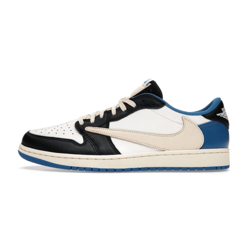 Travis Scott x Fragment x Air Jordan 1 Low OG White Blue - UnderKicks