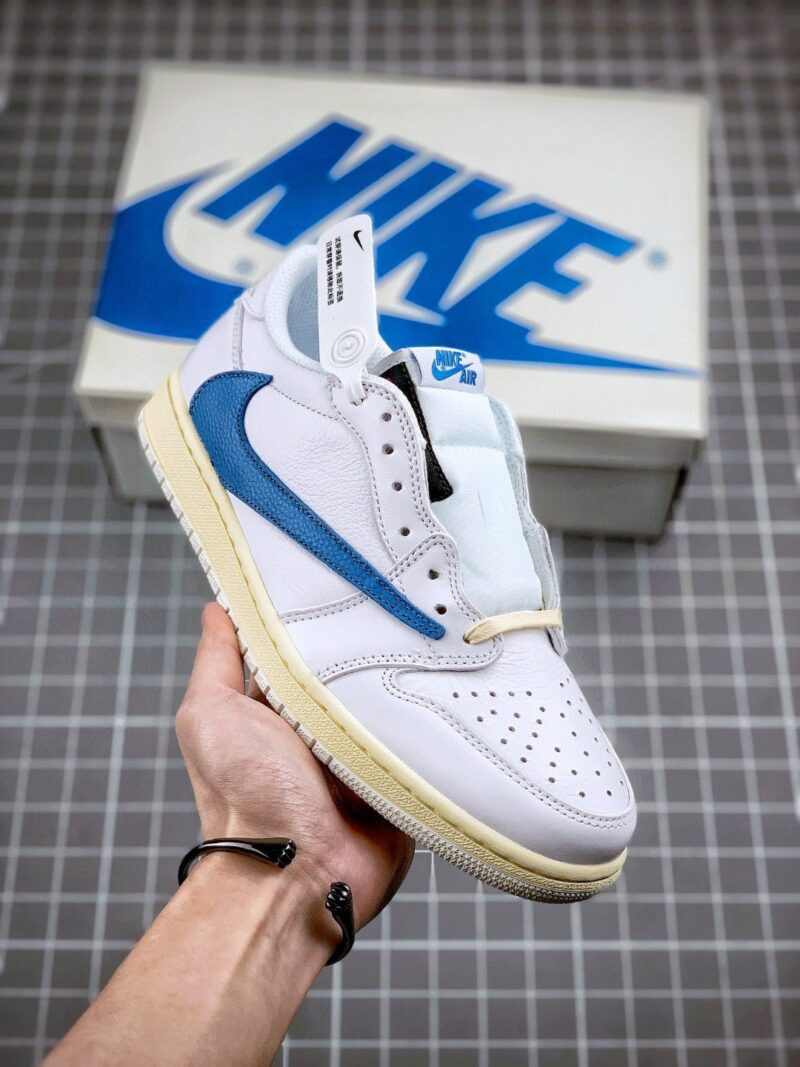 Travis Scott x fragment x Air Jordan 1 Low OG “White/Blue/Sail” - UnderKicks