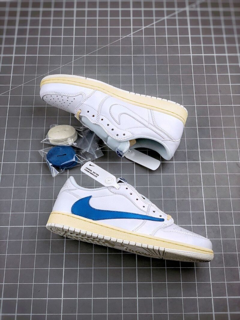 Travis Scott x fragment x Air Jordan 1 Low OG “White/Blue/Sail” - UnderKicks