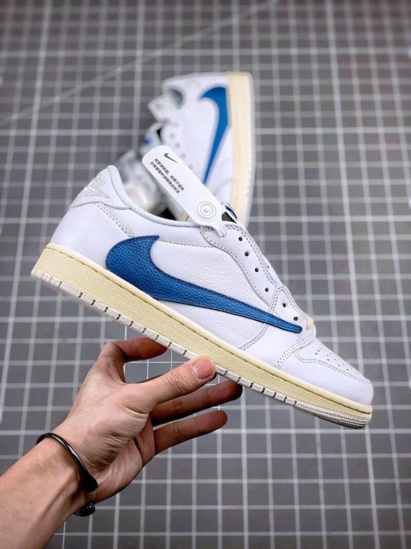 Travis Scott x fragment x Air Jordan 1 Low OG “White/Blue/Sail” - UnderKicks