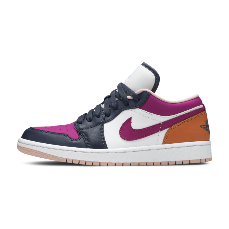 Women's Mismatched Air Jordan 1 Low Purple Magenta White - UnderKicks